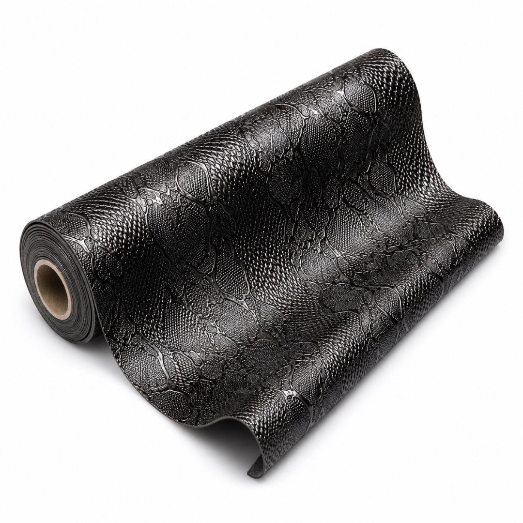Embossed Black Metallic Snakeskin Utility Material
